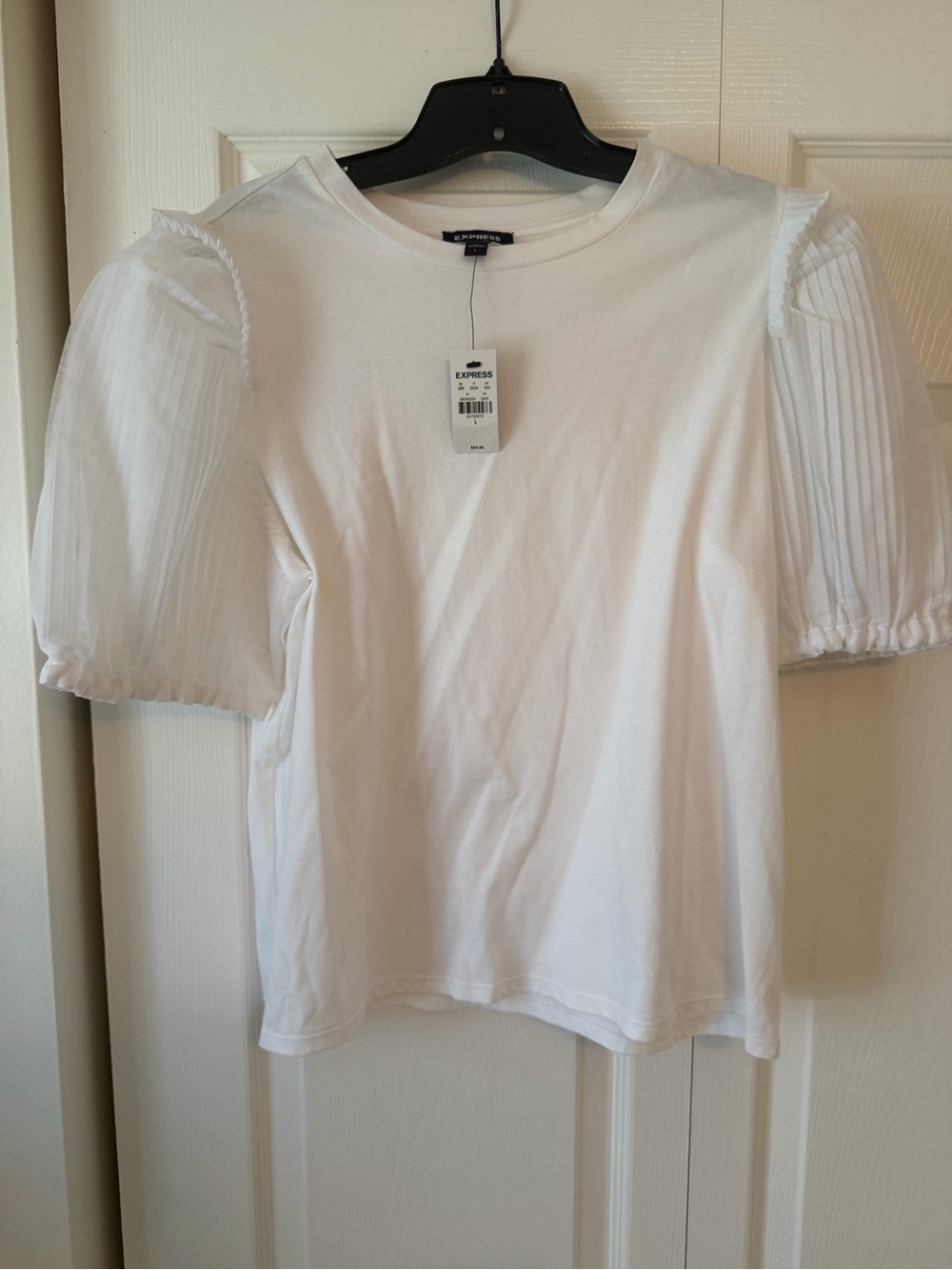 Express White Puff Sleeve Short Sleeve Tee